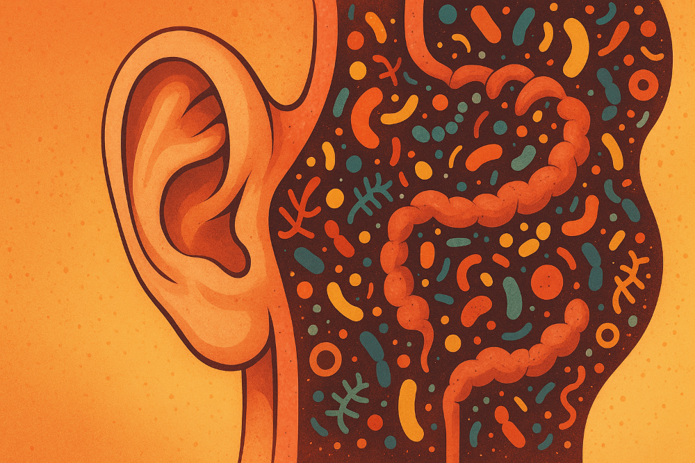 Microbioma y salud del oído 2 microbioma auditivo 20250519 1027 Gut Ear Health Connection simple compose 01jvkxtkrte2sb81c67bd3jc7w 2